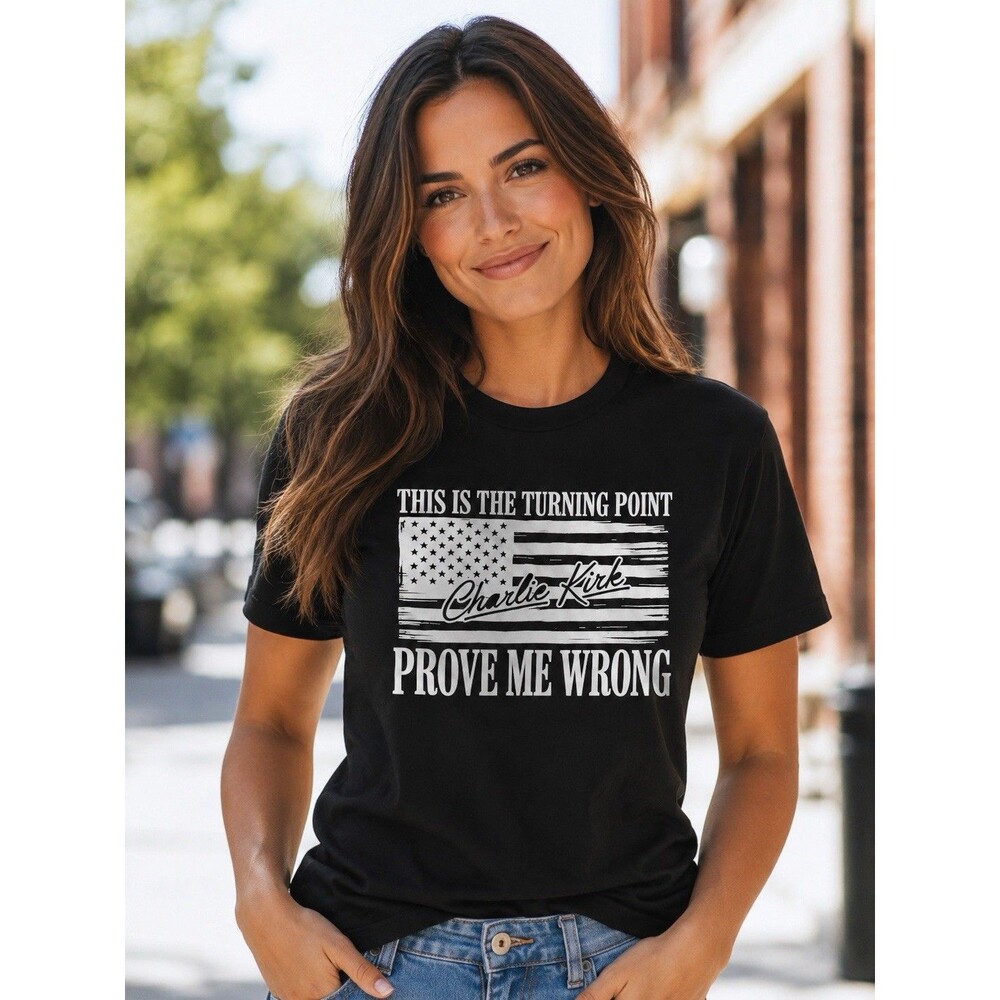 Charlie Kirk Turning Point Prove Me Wrong Black T-Shirt Men’s Medium PodUSA